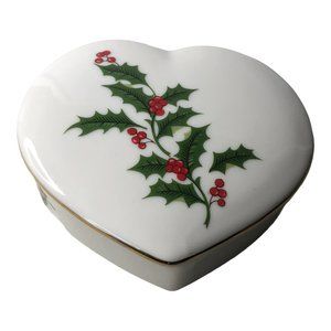 All The Trimmings Porcelain Heart Shape Box